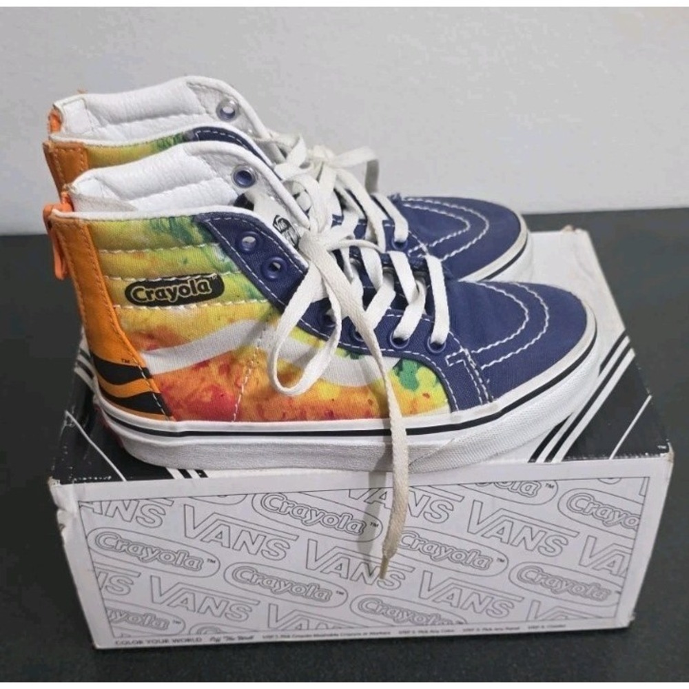 Vans X Crayola Kids 11.5 SK8 Hi-Zip Mashup Melt High Top Trainers Flame Toe Box